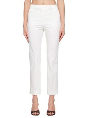 MaxMara Classic White Cropped Ankle Pants - Okra Trousers